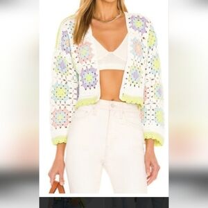 Alice + Olivia | Anderson Crop Boxy Crochet Cardigan Medium🎀